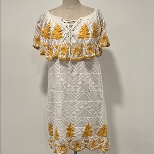 White and Yellow Lace Dress